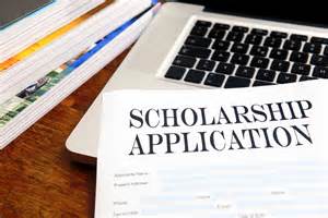 Scholarship application and laptop photo