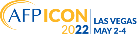Logo that reads "AFP ICON 2022, Las Vegas May 2-4" and the print is blue and yellow.