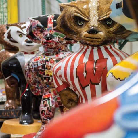 Bucky on Parade statues lined up