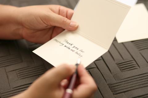 writing thank you card