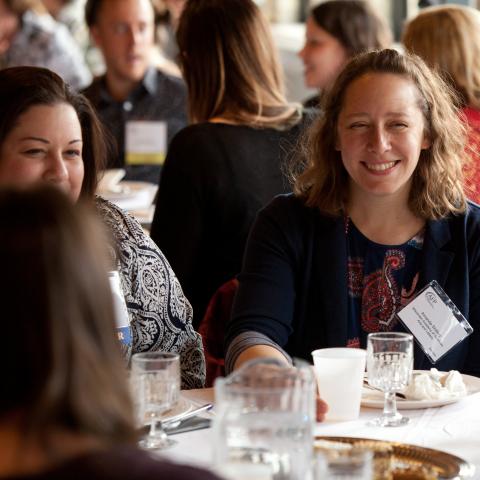 Chapter members enjoying lunch with colleagues.