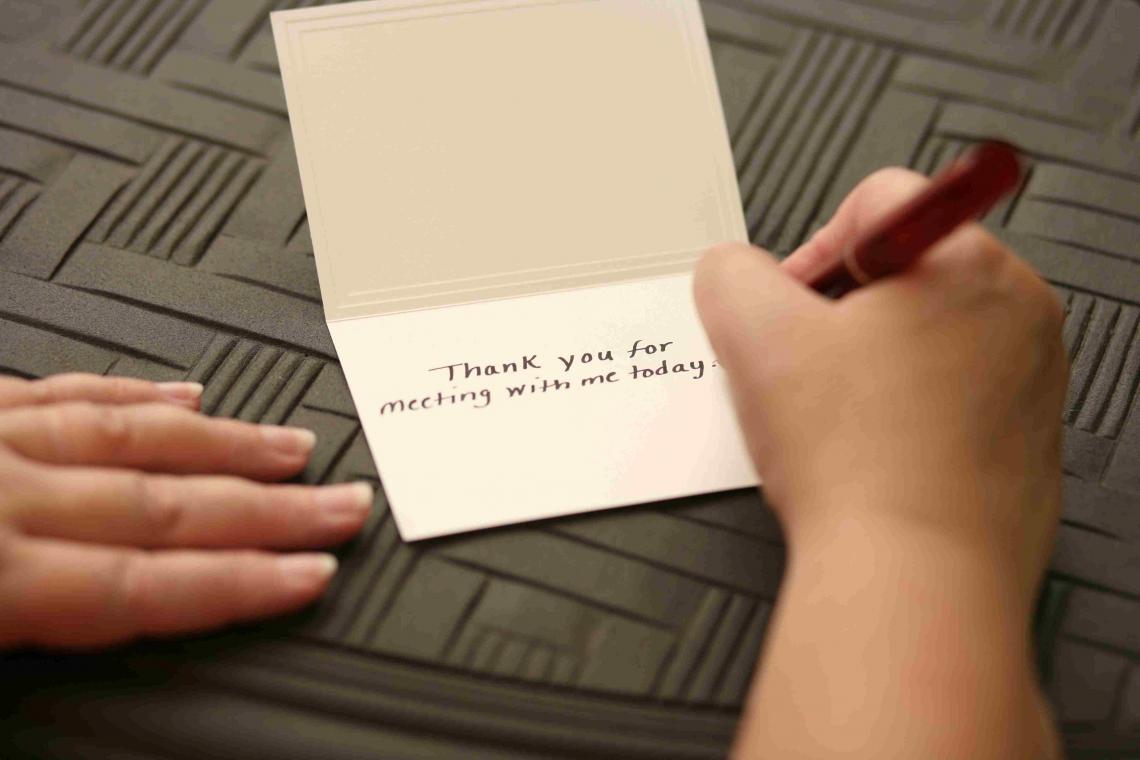 writing thank you card